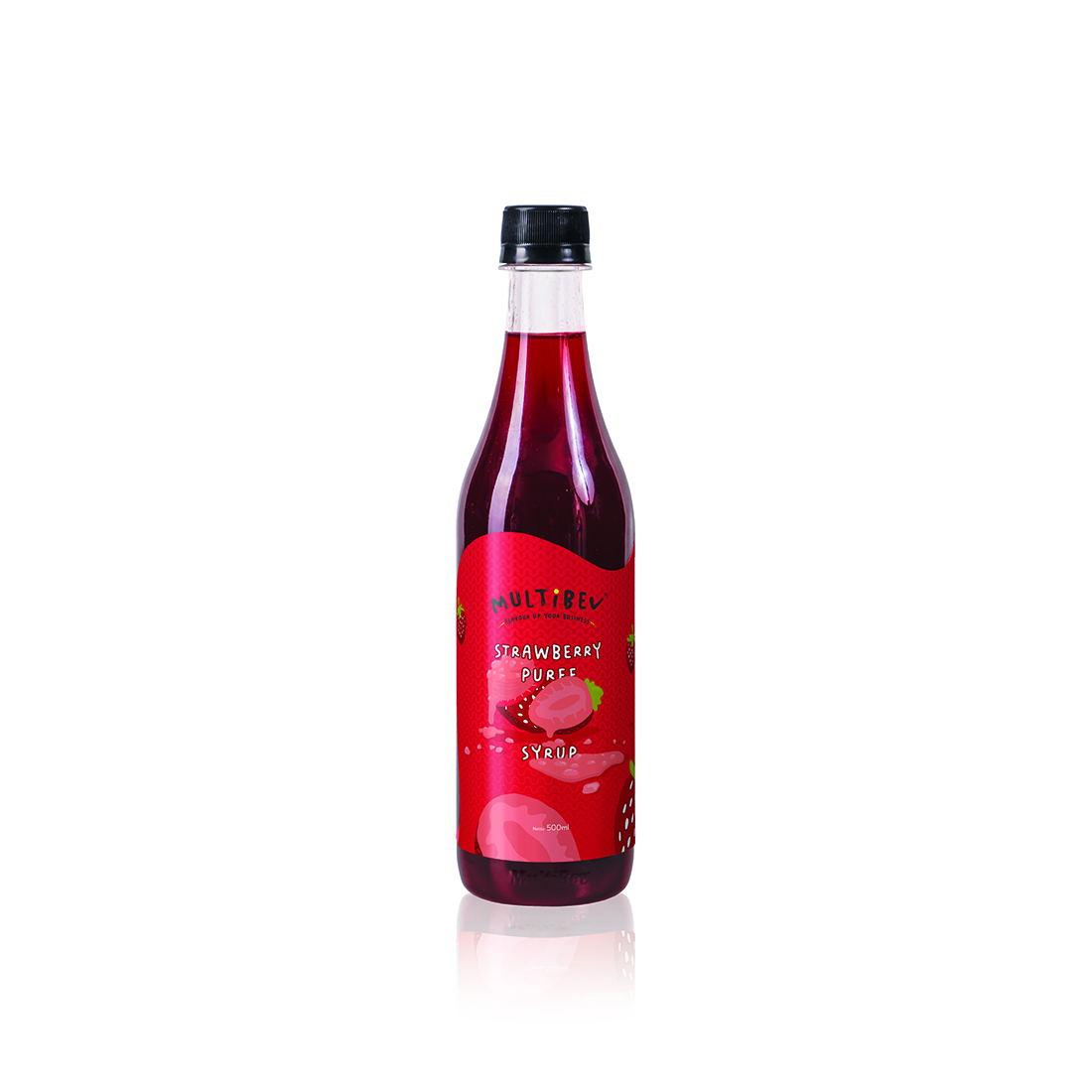 Multibev Syrup Puree Rasa Strawberry, Sirup Halal Minuman Kekinian ala Kafe botol pouch stroberi